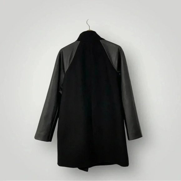 J. Crew Coat Vegan Leather Wool Black - Picture 5 of 9